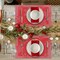 Christmas Placemats Set of 6, Washable Christmas Place Mats for Kitchen Dining Table, Indoor/Outdoor Woven Vinyl Christmas Table Mats, Non-Slip Heat Resistant Holiday Placemats Easy to Clean